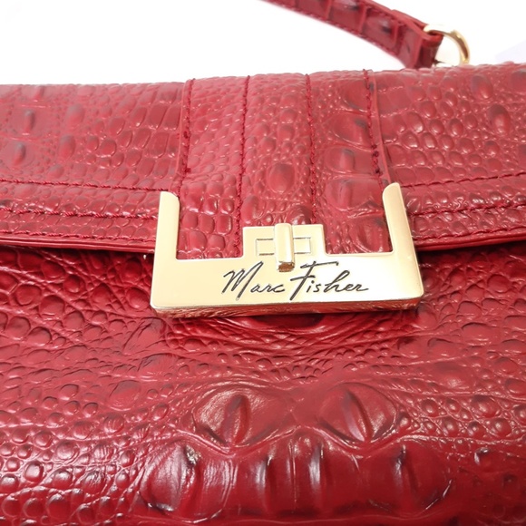 Marc Fisher Red Shoulder Bag Purse Crocodile Nwt - Picture 2 of 6